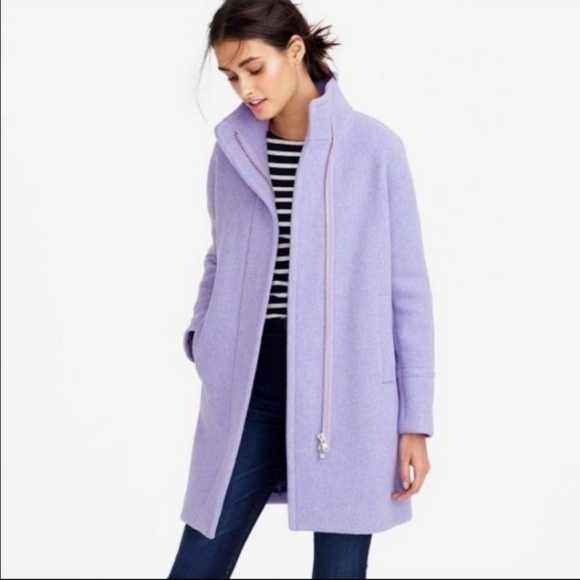 J. Crew City Coat F5325 Heather Hyacinth Purple Women's Sz 8 Wool Blend Pea Coat - Picture 2 of 9